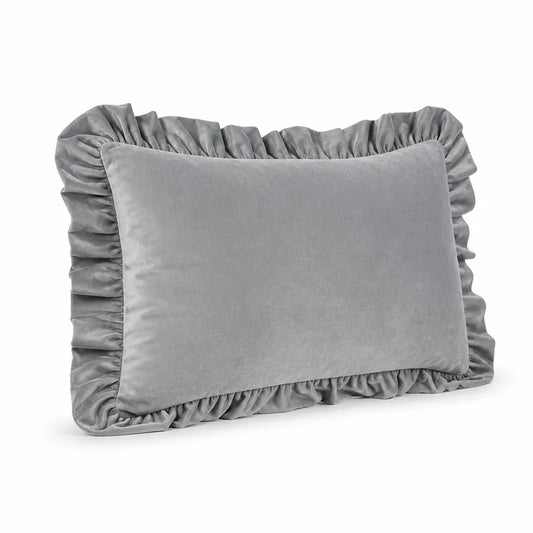 Velvet Face Pillow Sham With Ruffled Flange (Hidden Zipper)