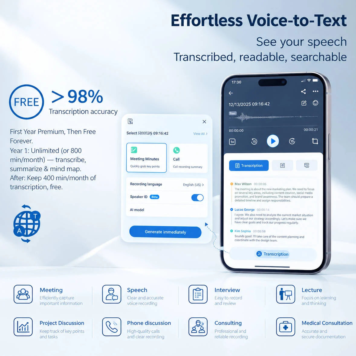 Voice Recorder AI Transcription & Real-Time Translation
