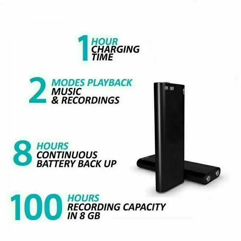 Voice Recorder Voice-Activated Magnetic Mount 8GB Storage
