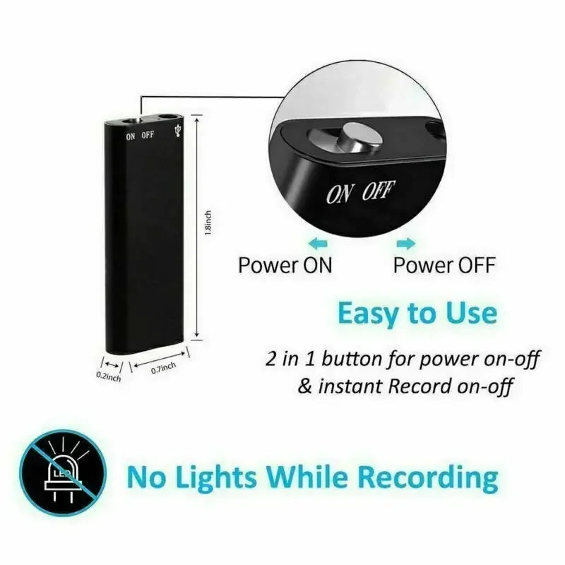 Voice Recorder Voice-Activated Magnetic Mount 8GB Storage