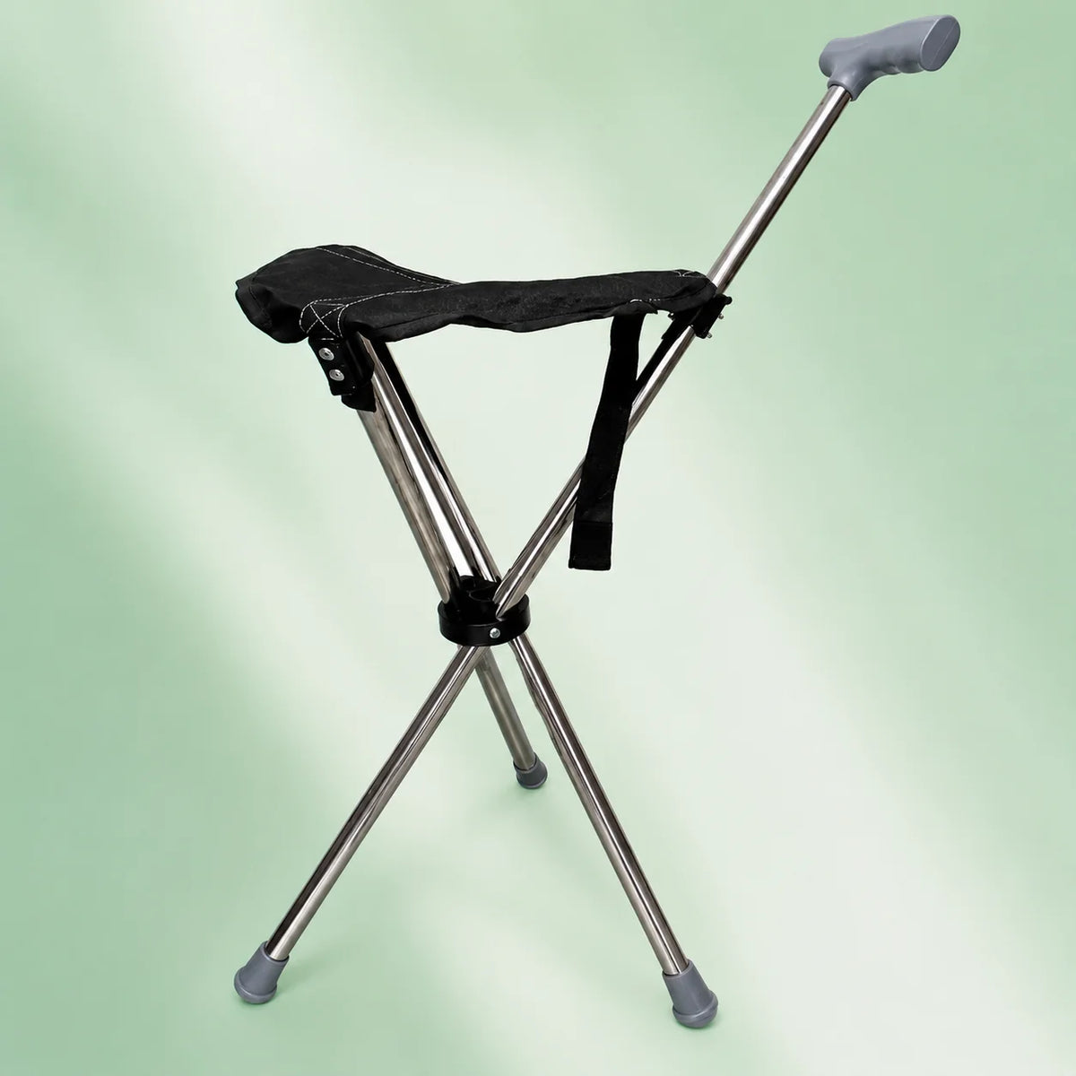 Walking Cane With Seat Foldable Stainless Steel Frame