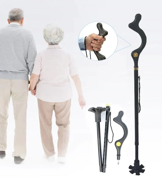 Walking Stick Adjustable Aluminum Ergonomic Grip 360-Degree Rotating Tip