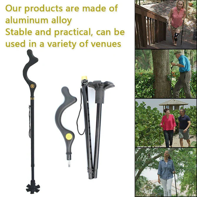Walking Stick Adjustable Aluminum Ergonomic Grip 360-Degree Rotating Tip