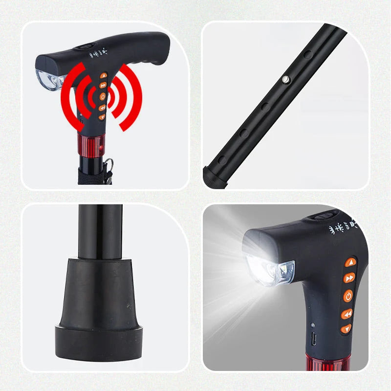 Walking Stick Adjustable Collapsible LED Flashlight & Radio