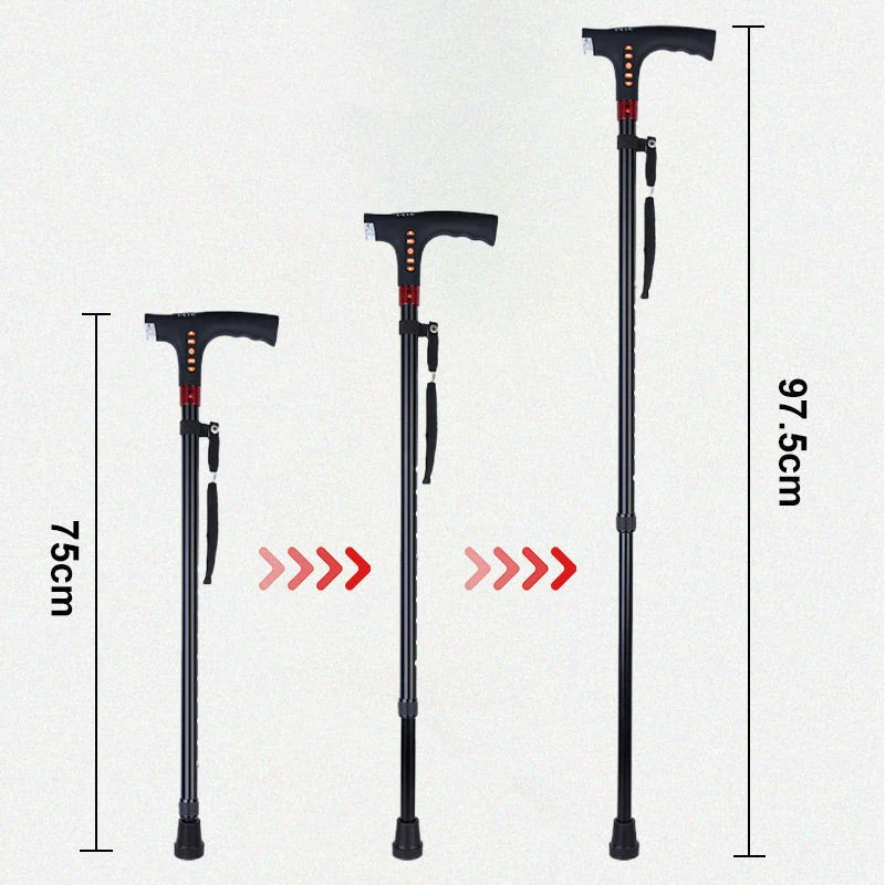 Walking Stick Adjustable Collapsible LED Flashlight & Radio