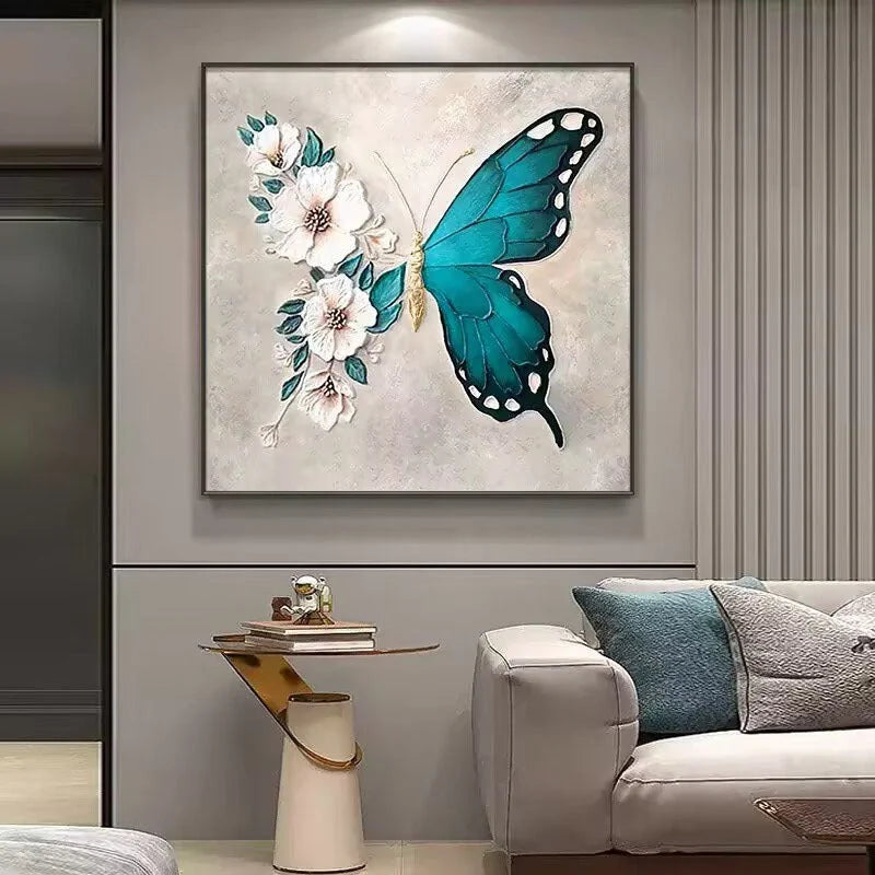 Wall Art 3D Gold Butterfly Floral Design With Mounting Hardware