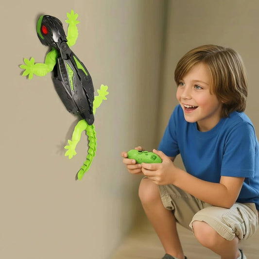 Wall-Climbing Lizard Toy Gecko-Style Grip LED Eyes & USB Rechargeable
