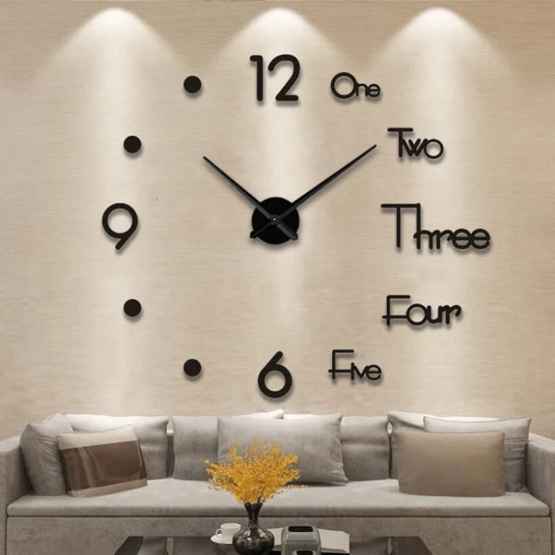 Wall Clock 3D Acrylic Silent Self-Adhesive