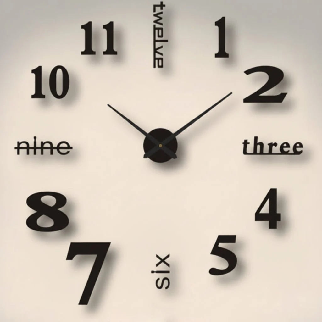 Wall Clock 3D Acrylic Silent Self-Adhesive