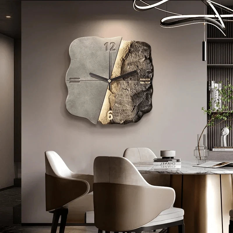 Wall Clock 3D Sandstone-Effect Relief Silent Quartz Movement