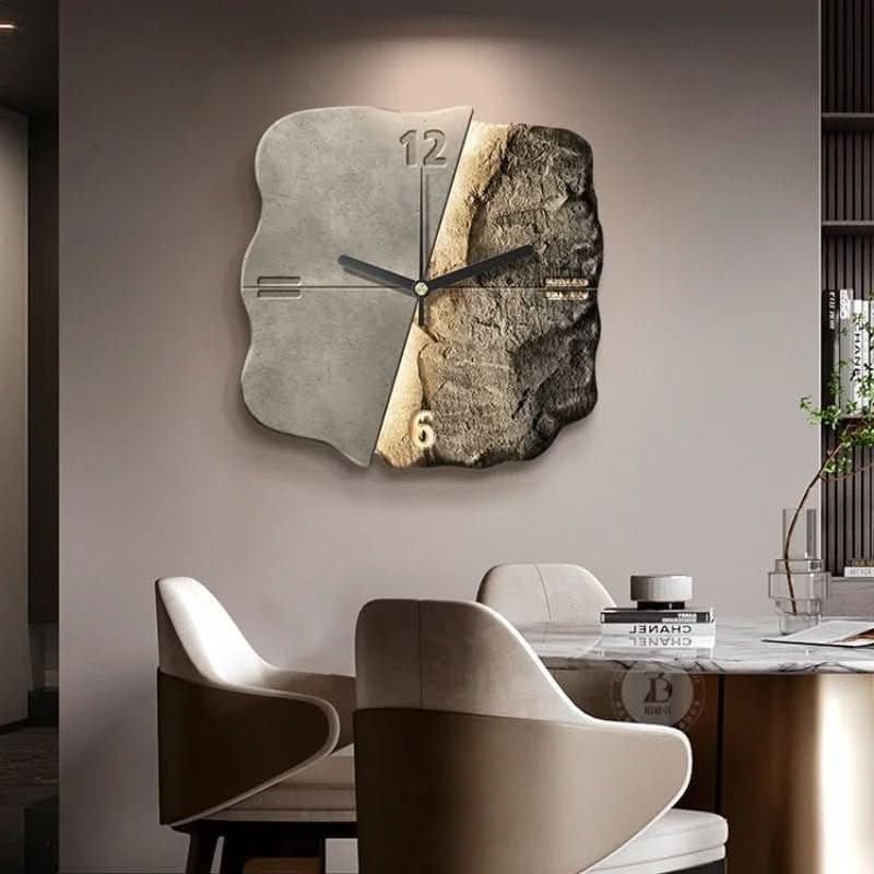 Wall Clock 3D Sandstone-Effect Relief Silent Quartz Movement