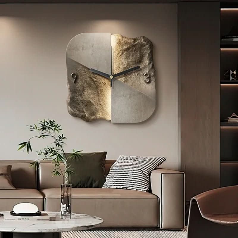 Wall Clock 3D Sandstone-Effect Relief Silent Quartz Movement