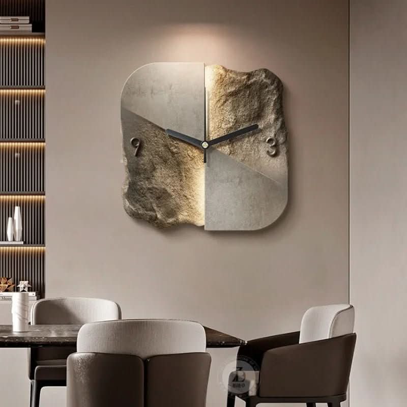Wall Clock 3D Sandstone-Effect Relief Silent Quartz Movement