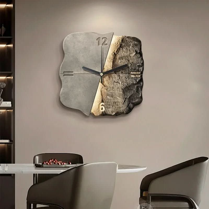 Wall Clock 3D Sandstone-Effect Relief Silent Quartz Movement