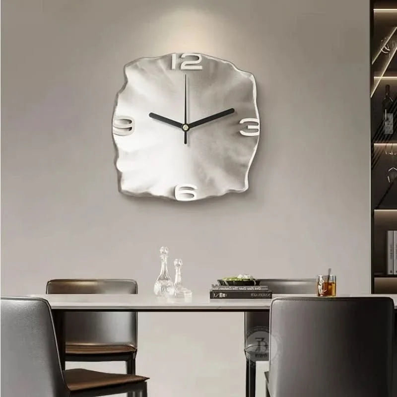 Wall Clock 3D Sandstone-Effect Relief Silent Quartz Movement