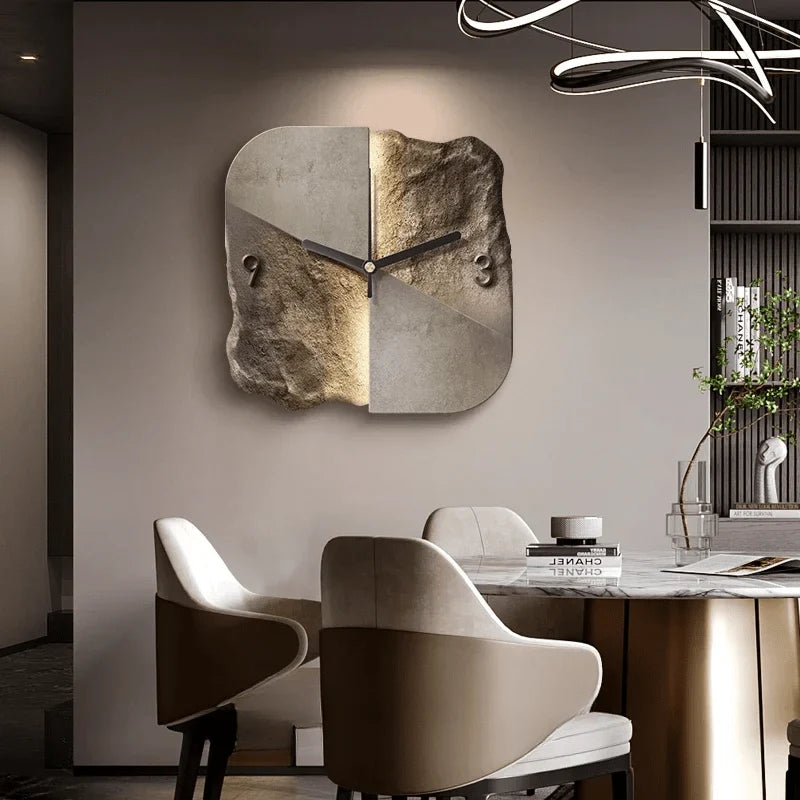 Wall Clock 3D Sandstone-Effect Relief Silent Quartz Movement