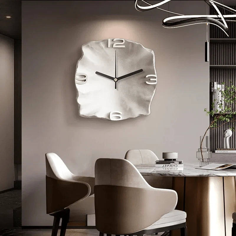 Wall Clock 3D Sandstone-Effect Relief Silent Quartz Movement