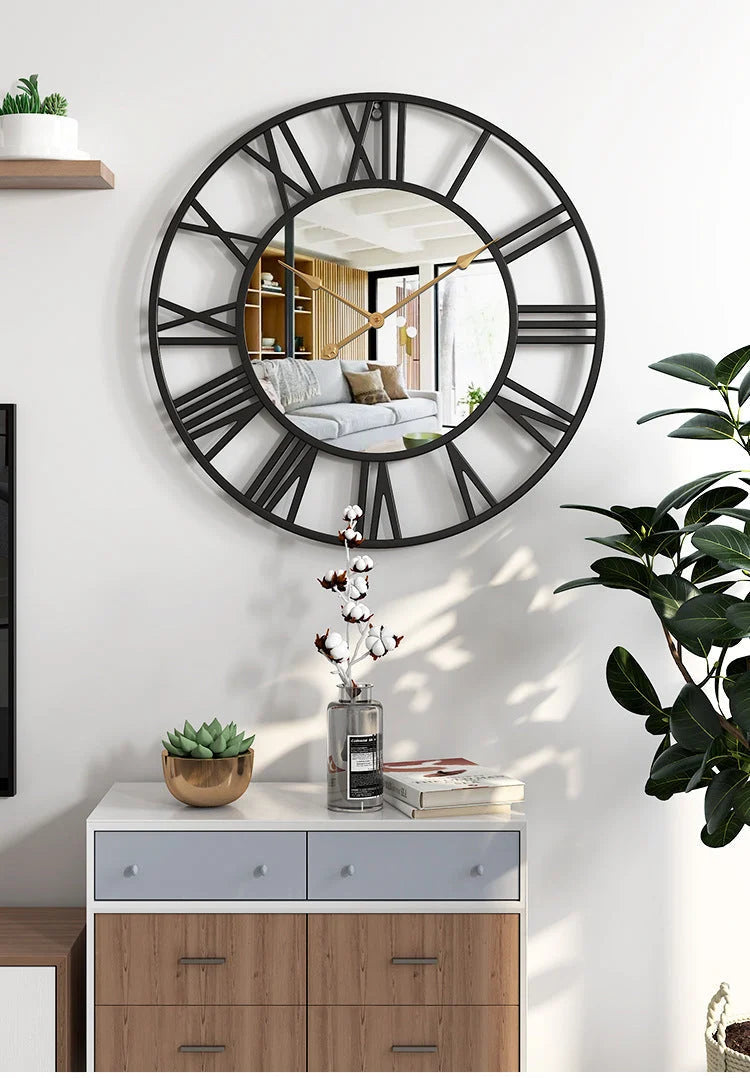 Wall Clock Aluminum Frame Mirror Details 15.35-Inch