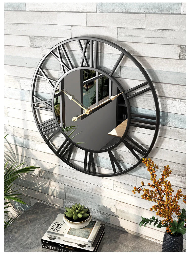 Wall Clock Aluminum Frame Mirror Details 15.35-Inch