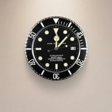 Wall Clock Brushed Stainless Steel Silent Quartz Luminous Hands