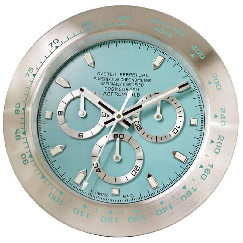 Wall Clock Brushed Stainless Steel Silent Quartz Luminous Hands