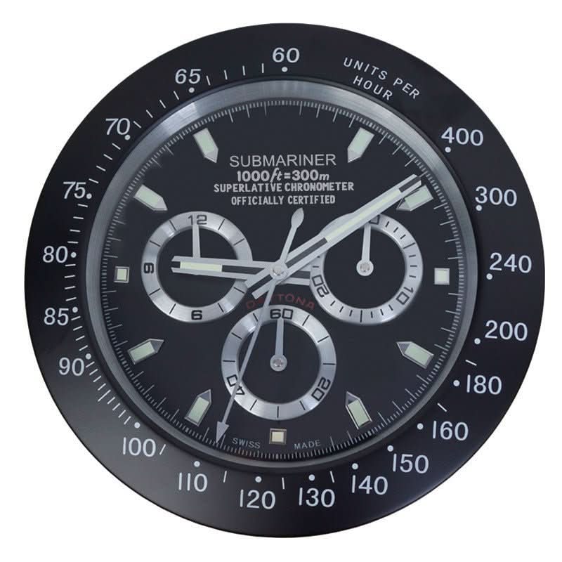 Wall Clock Brushed Stainless Steel Silent Quartz Luminous Hands