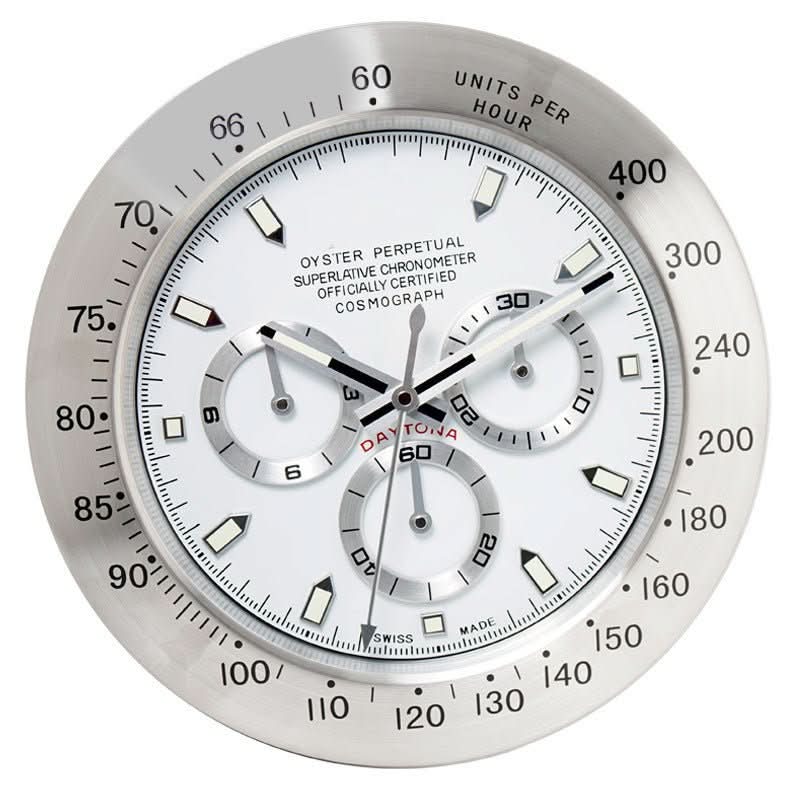 Wall Clock Brushed Stainless Steel Silent Quartz Luminous Hands