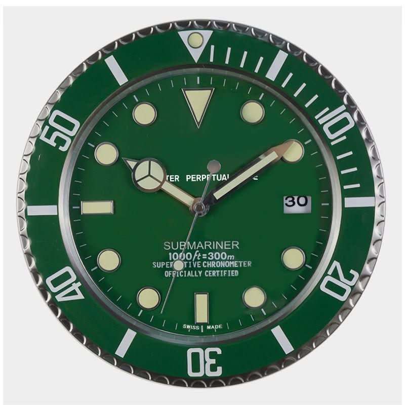 Wall Clock Brushed Stainless Steel Silent Quartz Luminous Hands