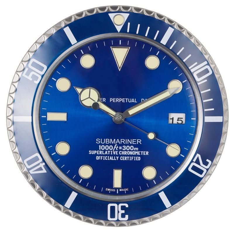 Wall Clock Brushed Stainless Steel Silent Quartz Luminous Hands