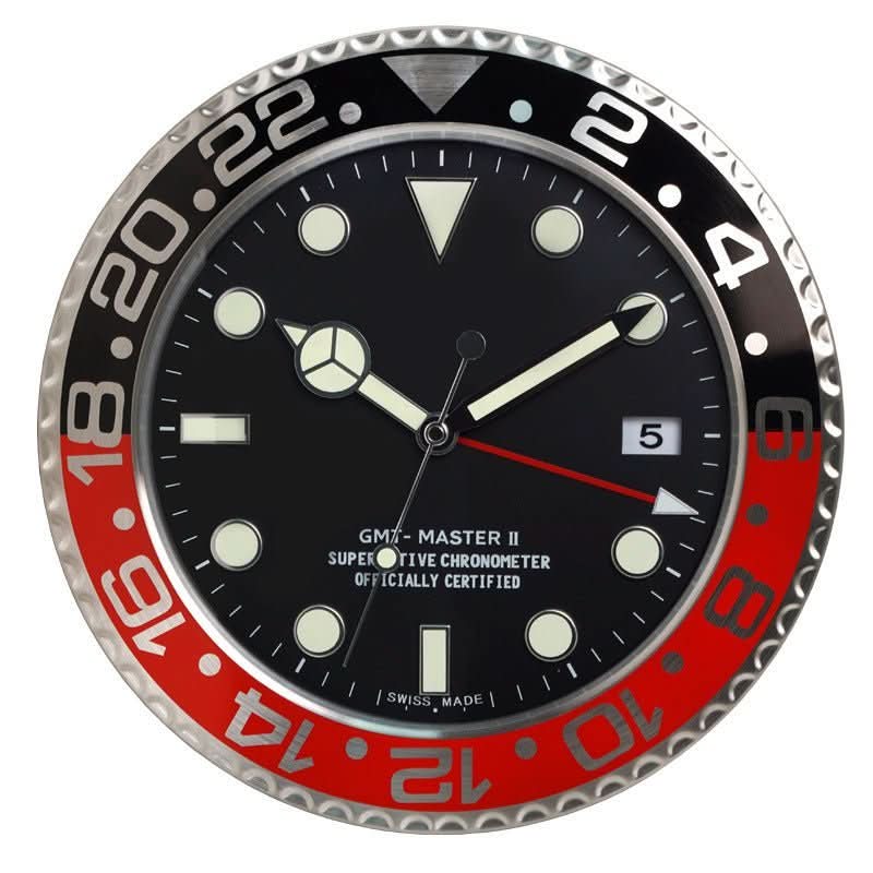 Wall Clock Brushed Stainless Steel Silent Quartz Luminous Hands