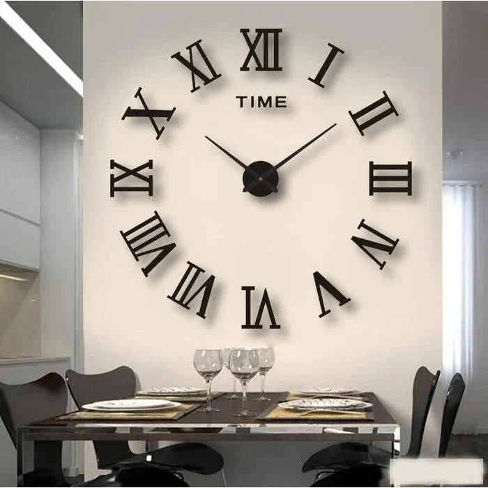 Wall Clock Frameless 3D Acrylic Numerals Silent Quartz