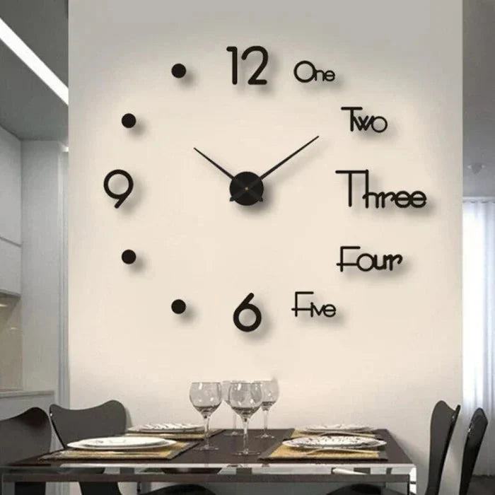 Wall Clock Frameless 3D Acrylic Numerals Silent Quartz