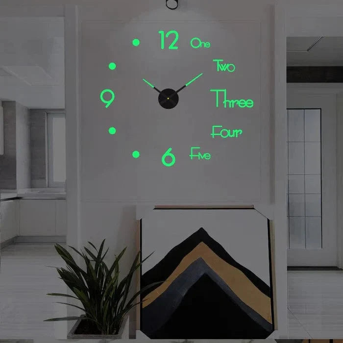 Wall Clock Frameless 3D Acrylic Numerals Silent Quartz