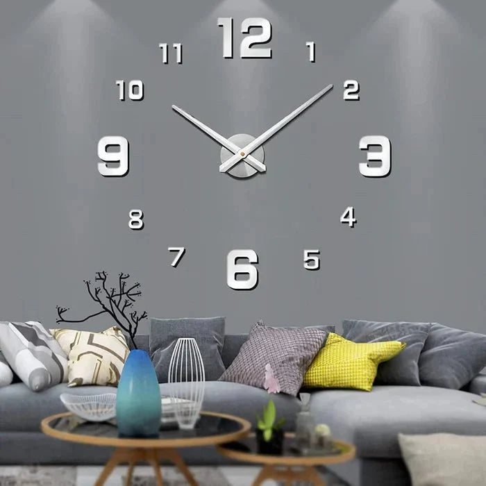 Wall Clock Frameless 3D Acrylic Numerals Silent Quartz
