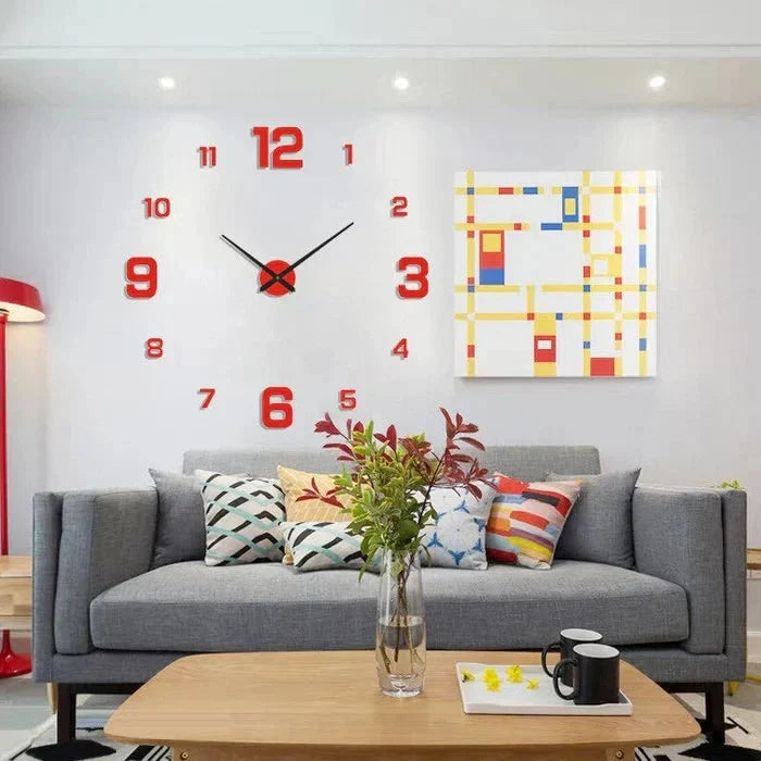 Wall Clock Frameless 3D Acrylic Numerals Silent Quartz