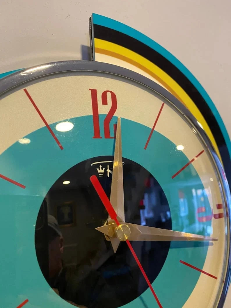 Wall Clock Mid-Century Sunburst Silent Movement Handcrafted