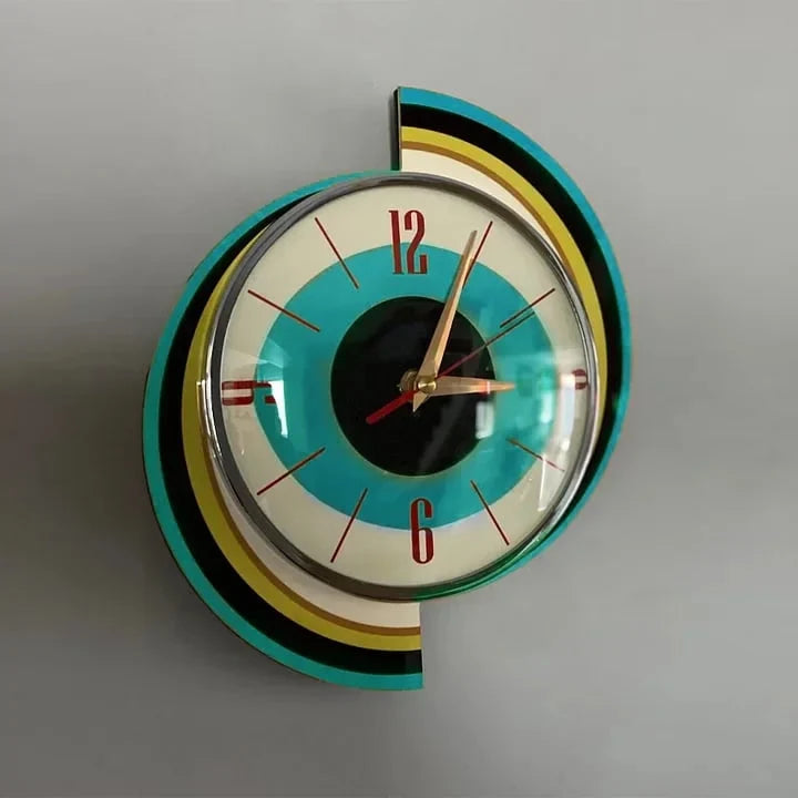 Wall Clock Mid-Century Sunburst Silent Movement Handcrafted