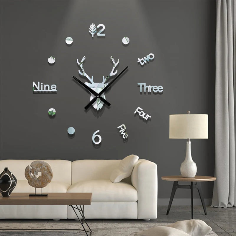 Wall Clock Mirror Acrylic Silent Movement