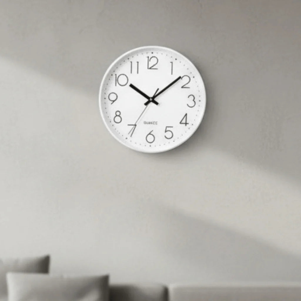 Wall Clock Silent Non-Ticking Movement 12-Inch Easy-Read Dial