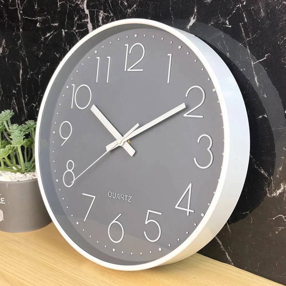 Wall Clock Silent Non-Ticking Movement 12-Inch Easy-Read Dial