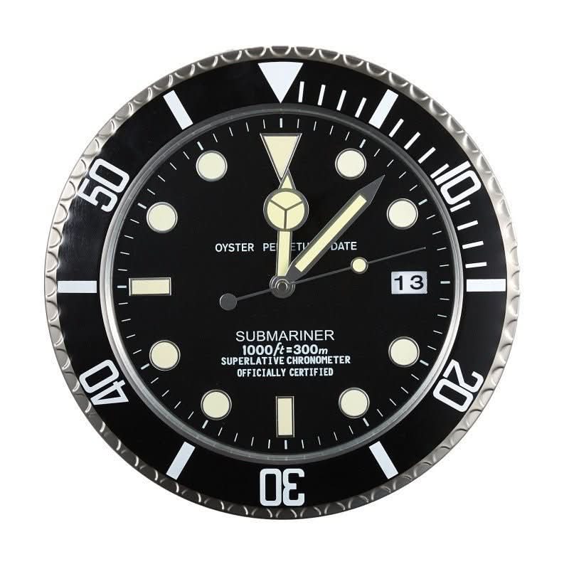 Wall Clock Silent Operation Luminous Hands Stainless Steel