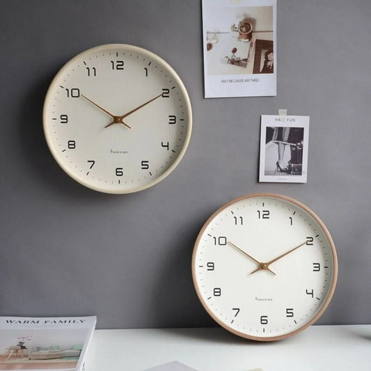 Wall Clock Silent Quartz Natural Wood Square Face