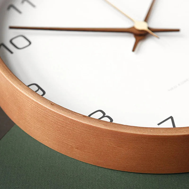 Wall Clock Solid Wood & Clear Glass Round Design