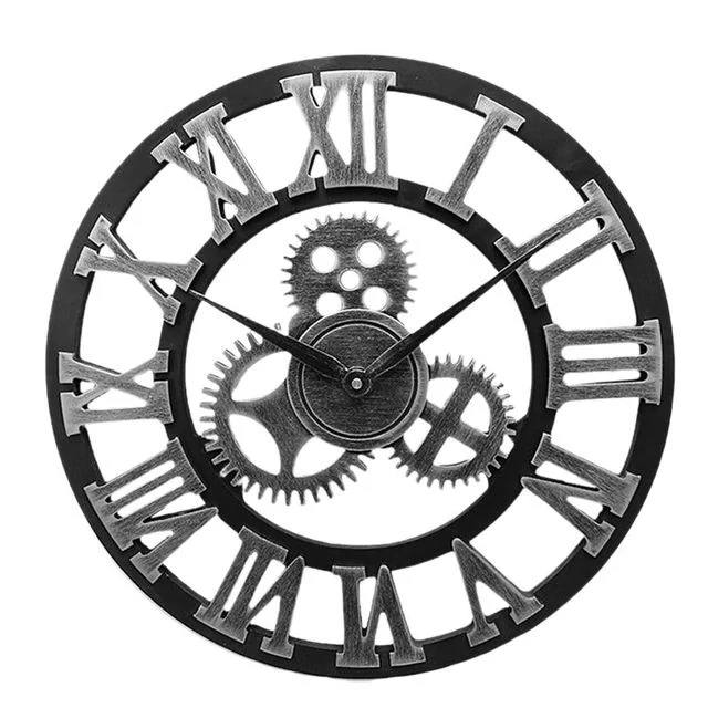 Wall Clock Vintage Industrial Design Easy-to-Read Dial