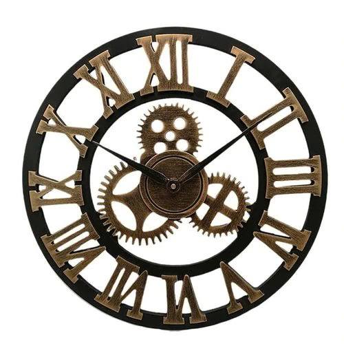 Wall Clock Vintage Industrial Design Easy-to-Read Dial