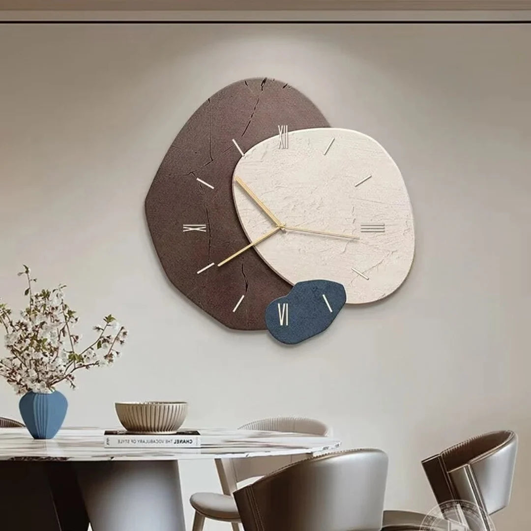 Wall Clock Wood Geometric Design Silent Quartz LED Backlight