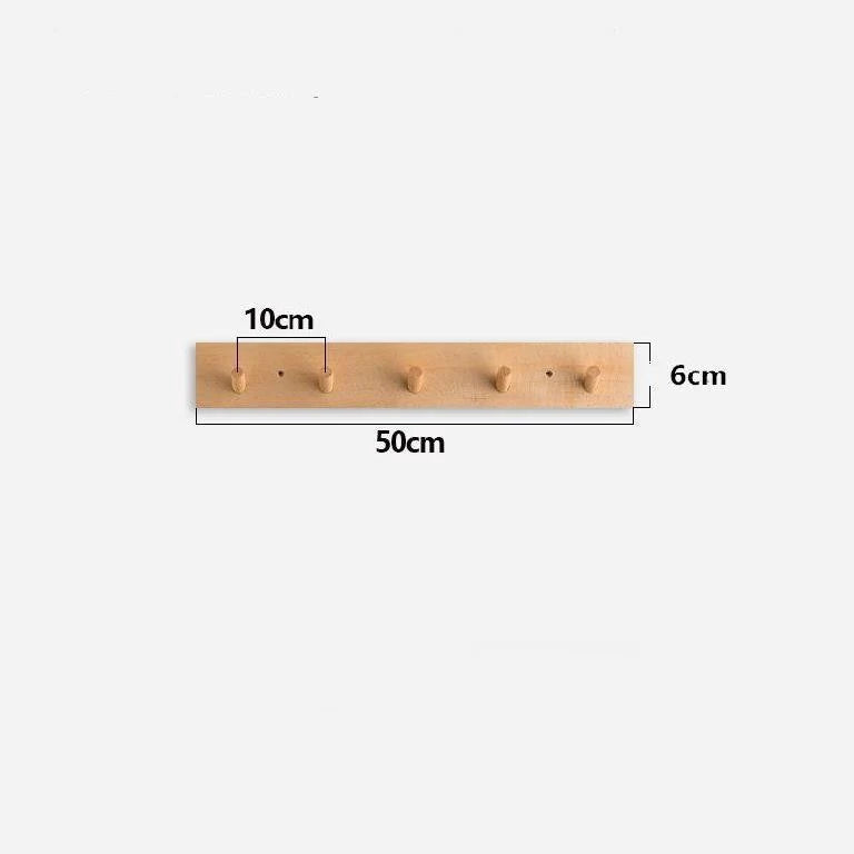 Wall Coat Rack Solid Wood Rounded Peg Hooks