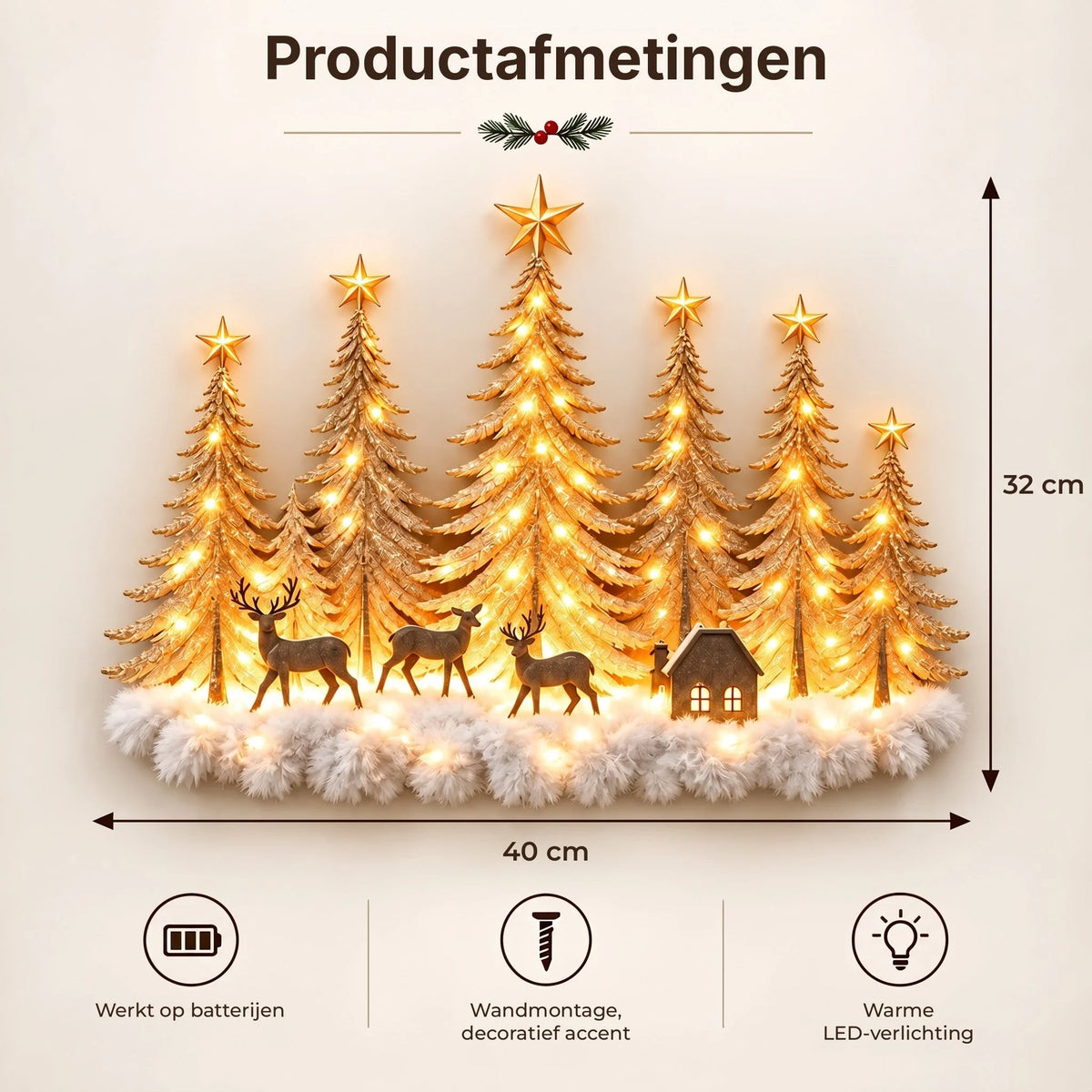 Wall Decor Layered 3D Winter Scene Warm White LED Battery-Powered