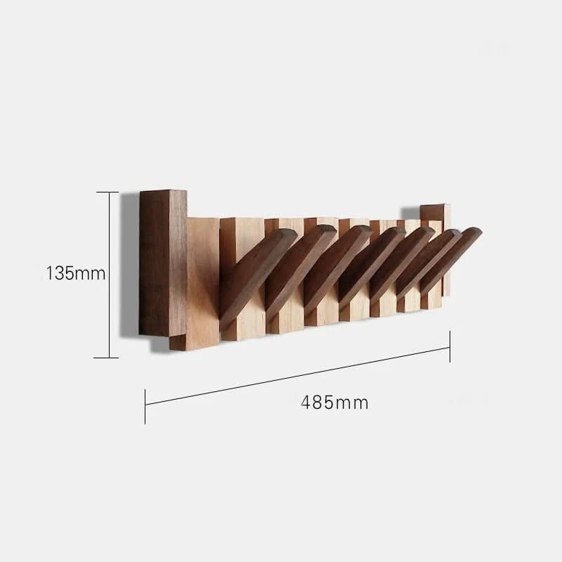 Wall Hook Rack Foldable Natural Wood 5–8 Hooks