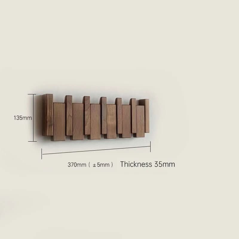 Wall Hook Rack Foldable Natural Wood 5–8 Hooks